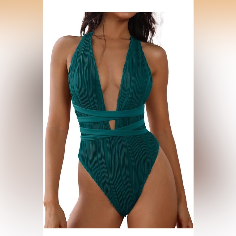 Zaful Peacock Blue One-Piece Swimsuit small/ 0117